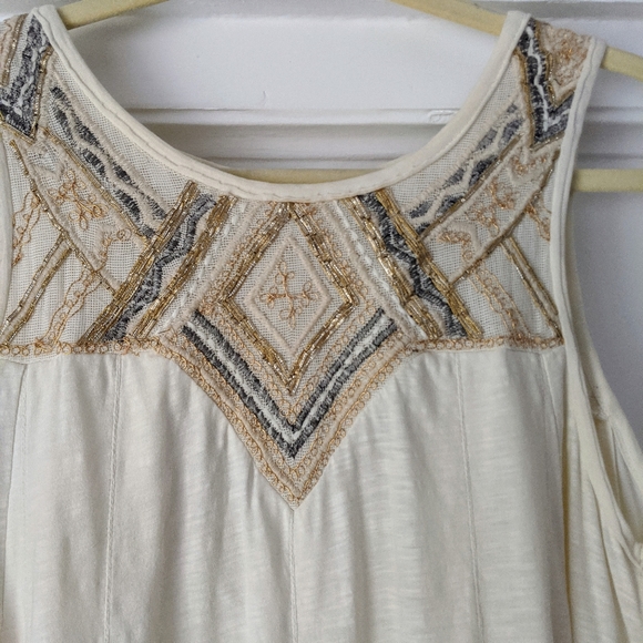 Free People Embroidered Beaded Flowy Tank Top - Picture 3 of 5